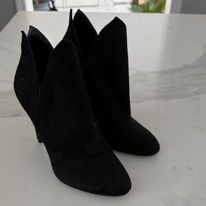 Black Suede High Heel Ankle Boots